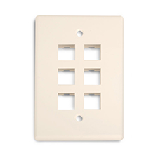 Wirepath™ 6-Port Midi Wall Plate - Light Almond 